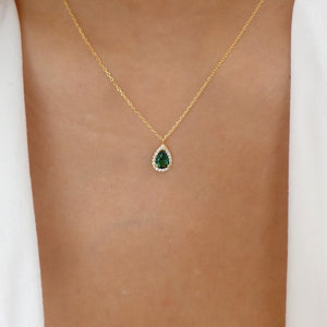 Crystal Drop Necklace (Emerald)