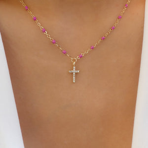 Kendrick Cross Necklace (Pink)