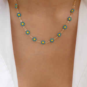Monica Flower Necklace (Turquoise)