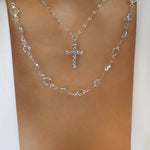 Silver Davis Cross Necklace Set
