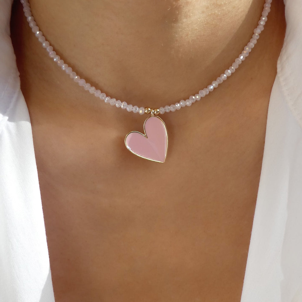 Melanie Heart Necklace (Pink)