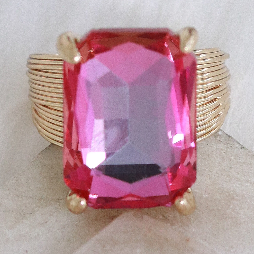 Crystal Naomi Ring (Pink)