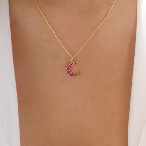 Crystal Donna Moon Necklace (Pink)
