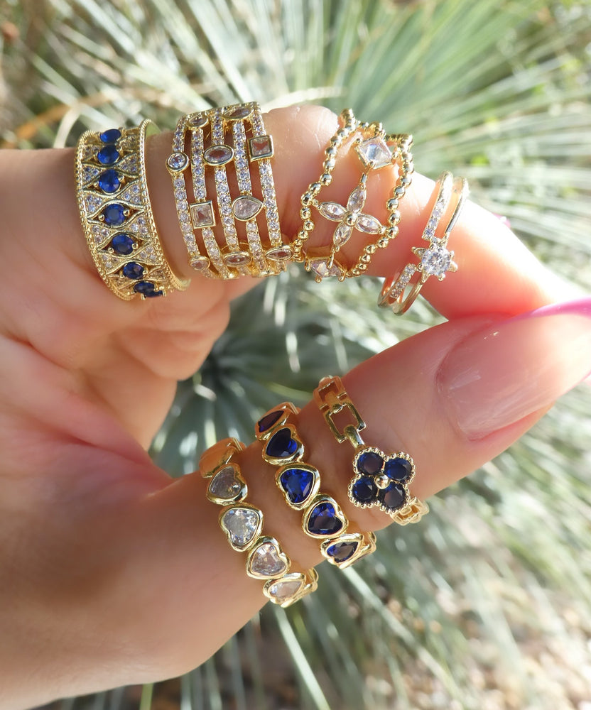 Crystal Joshua Heart Ring (Blue)