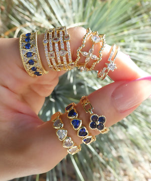 Crystal Joshua Heart Ring (Blue)