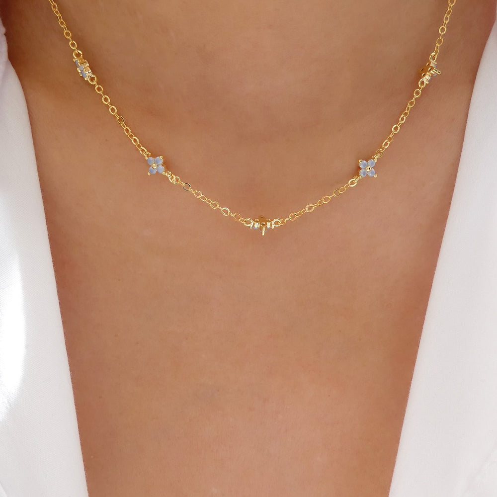 Mini Crystal Steffy Necklace (Blue)
