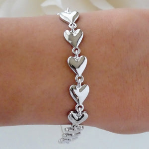 Tracey Heart Row Bracelet (Silver)
