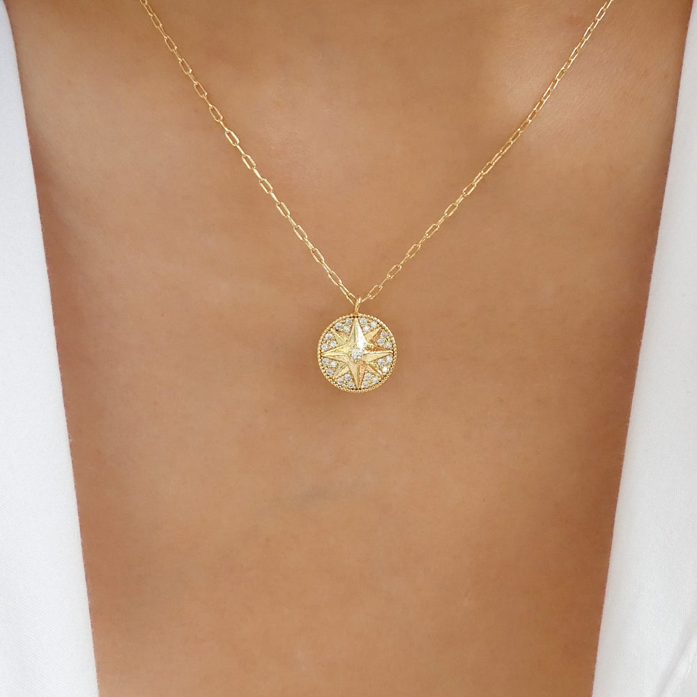 18K Crystal Star Pendant Necklace