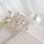 Crystal Flower & Pearl Ring