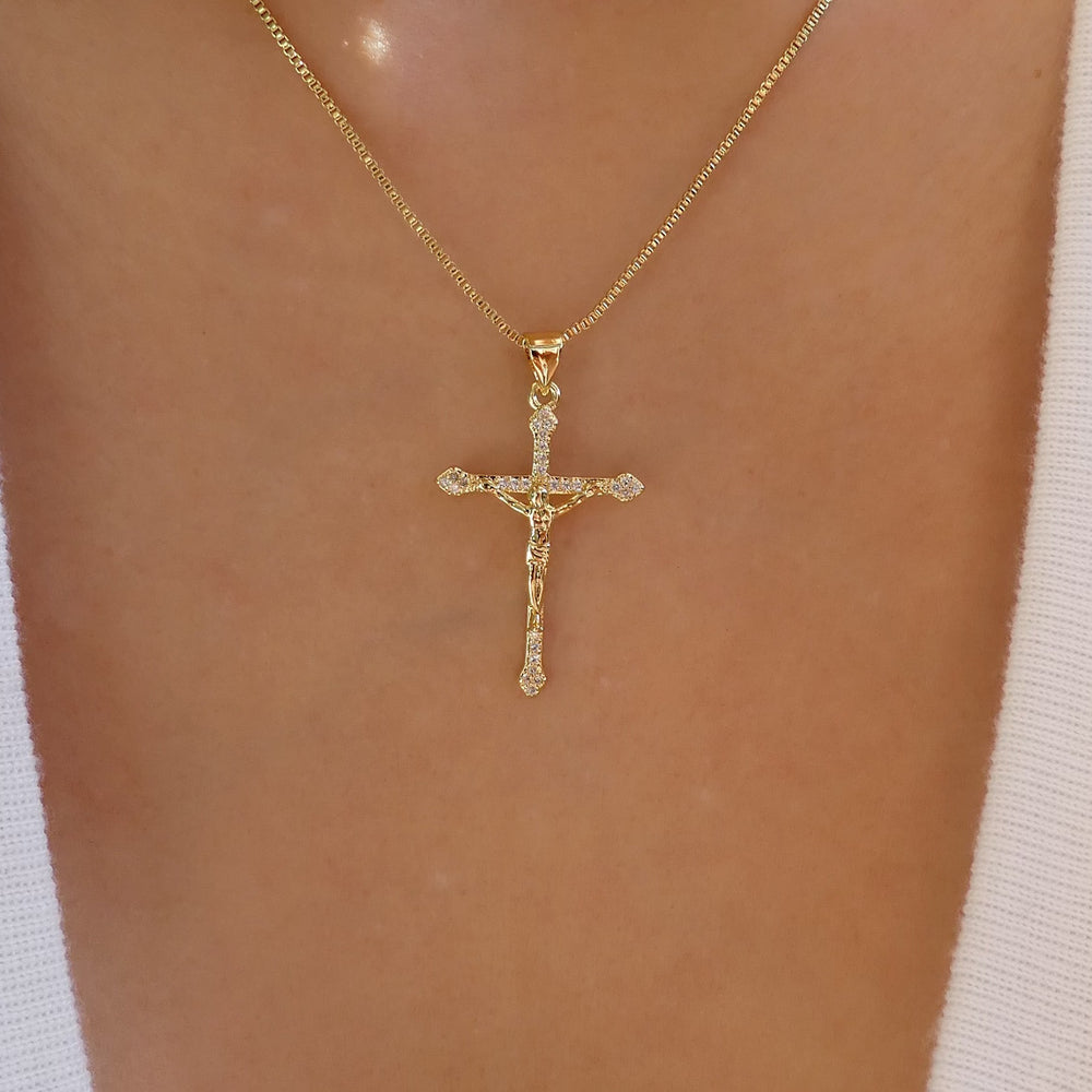 Crystal Crucifix Cross Necklace