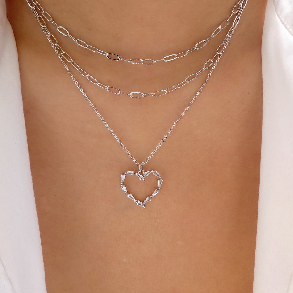 Silver Heart Layer Necklace