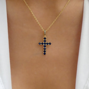 Ilene Cross Necklace (Blue)