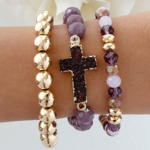 Molly Cross Bracelet Set (Purple)