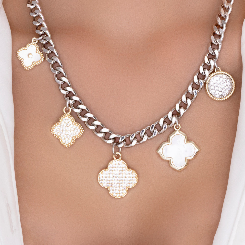 Silver & Gold Crystal Steffy Row Necklace