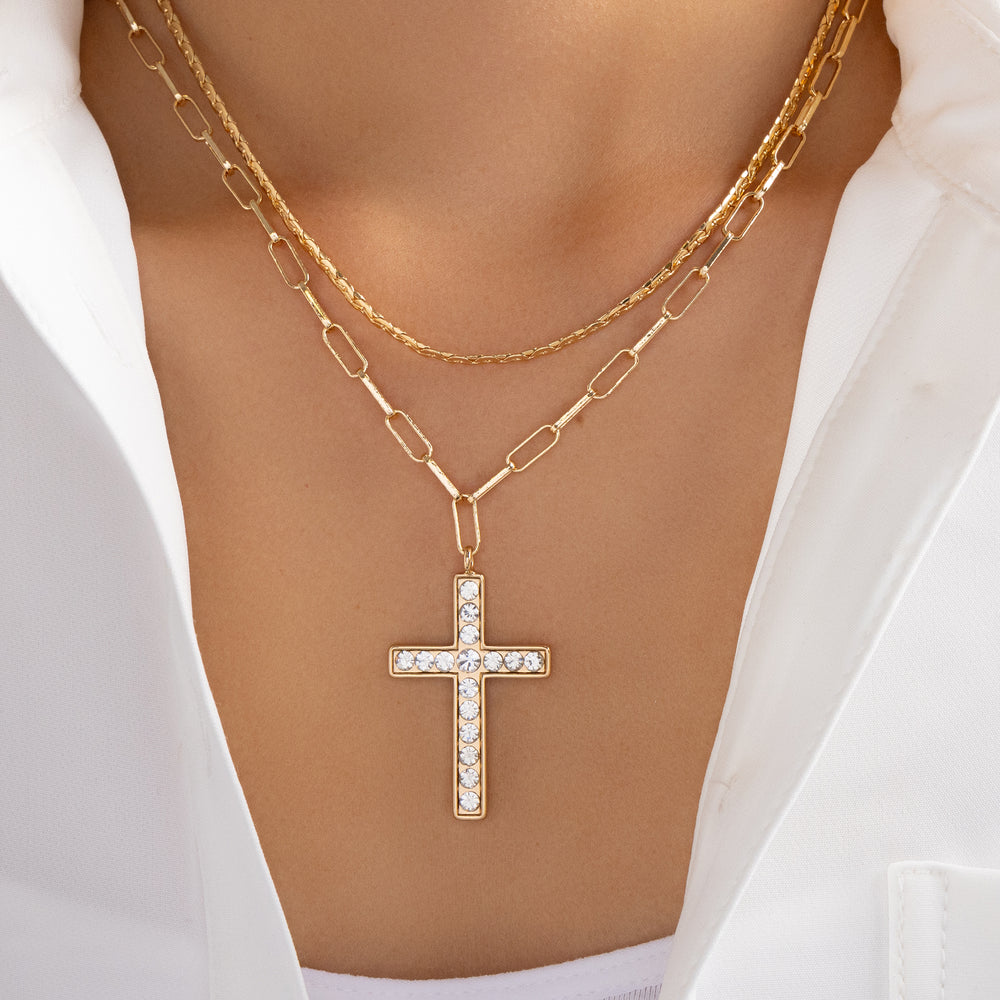 Crystal India Cross Necklace Set
