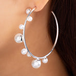 Courtney Pearl Hoops (Silver)