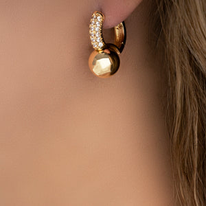 14K Crystal Ball Hoops