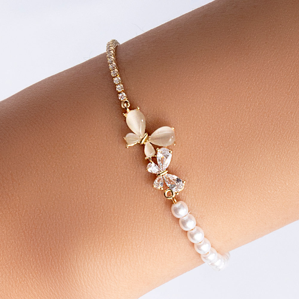 Butterfly & Pearl Bracelet