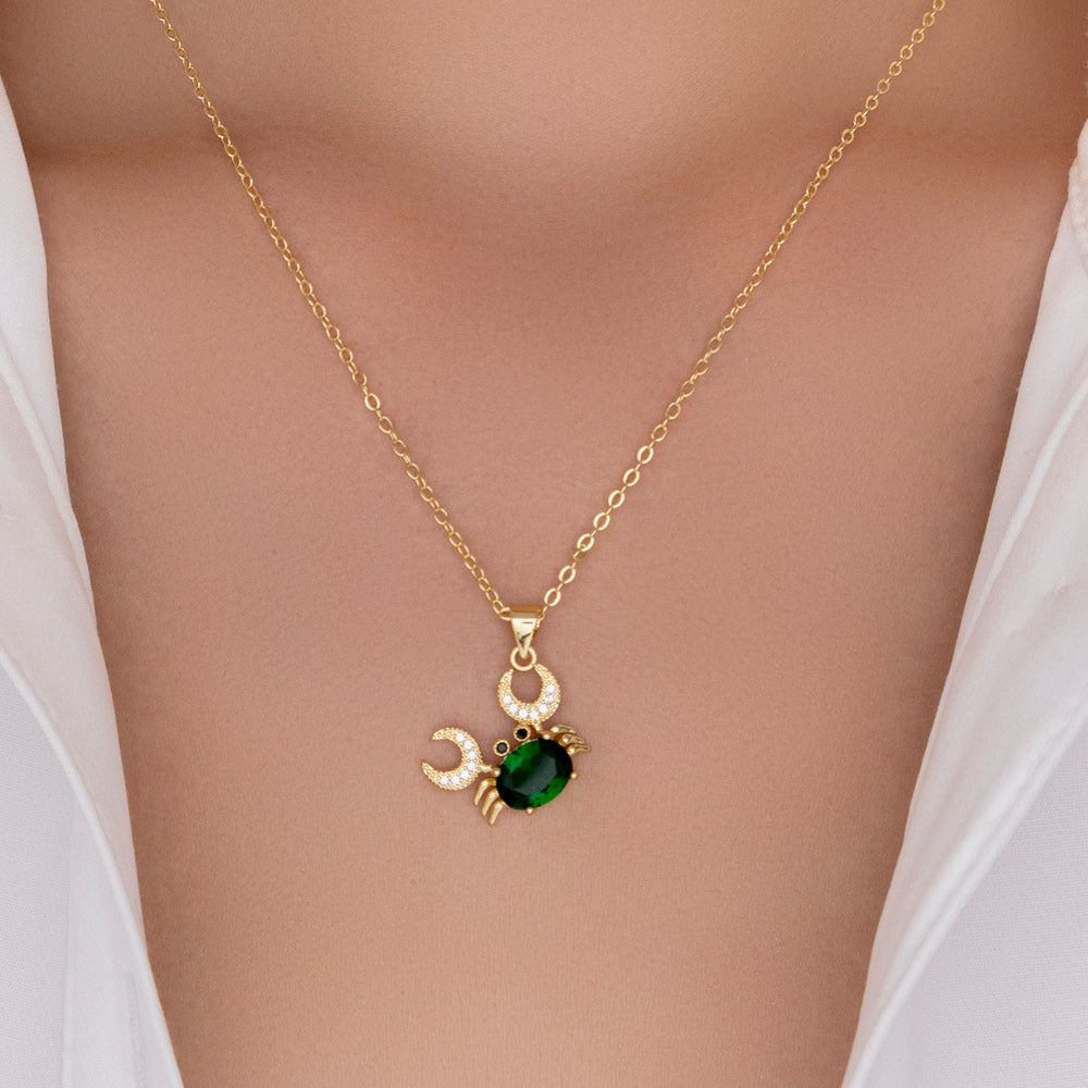 Crab Pendant Necklace (Green)