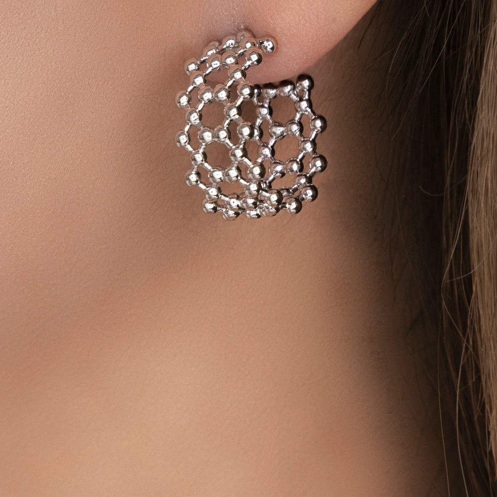 Silver Dot Hoops