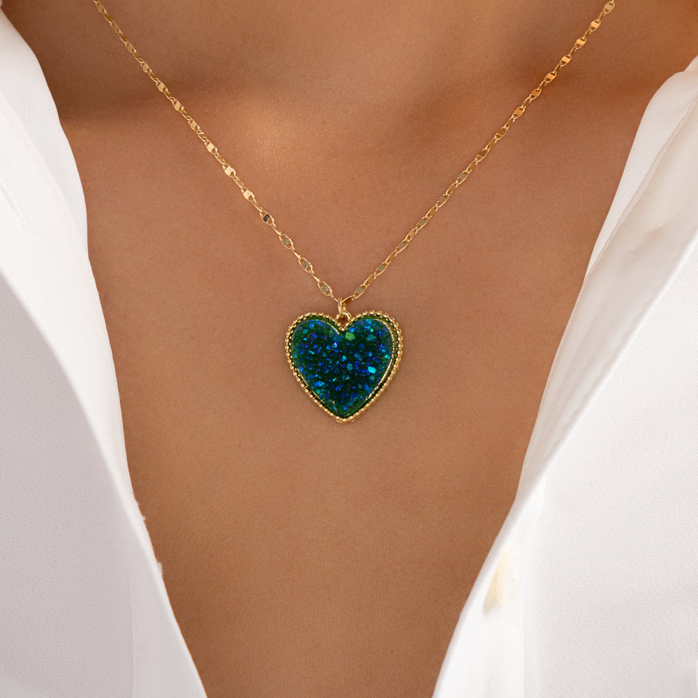 Jenna Heart Necklace (Iridescent)