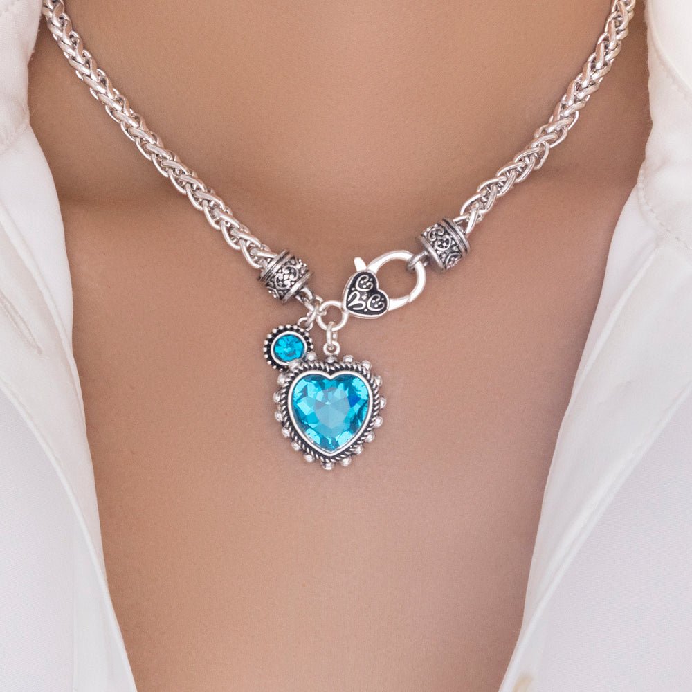 Silver Dana Heart Necklace (Turquoise)