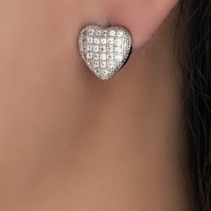 Crystal Lilly Heart Earrings (Silver)