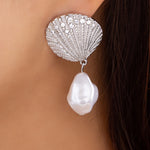 Shell & Pearl Earrings (Silver)