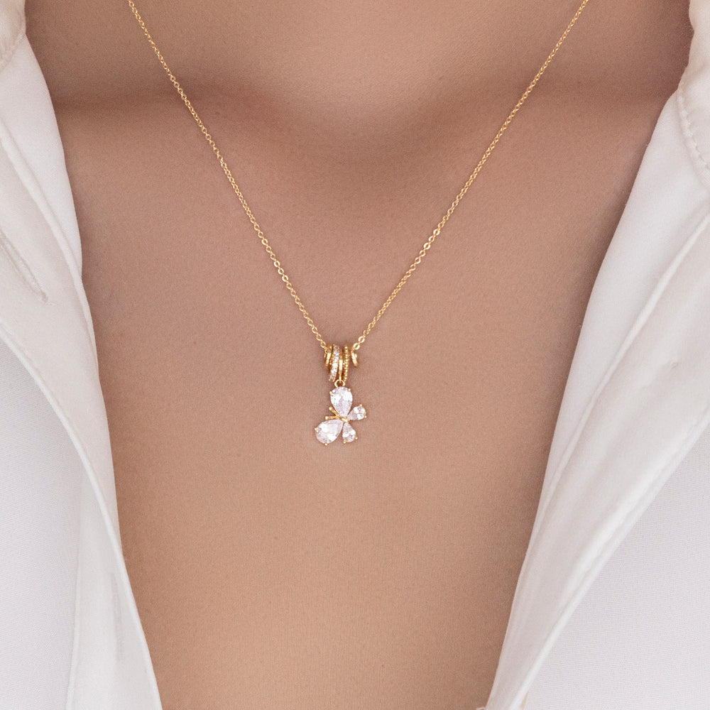 Crystal Butterfly Drop Necklace