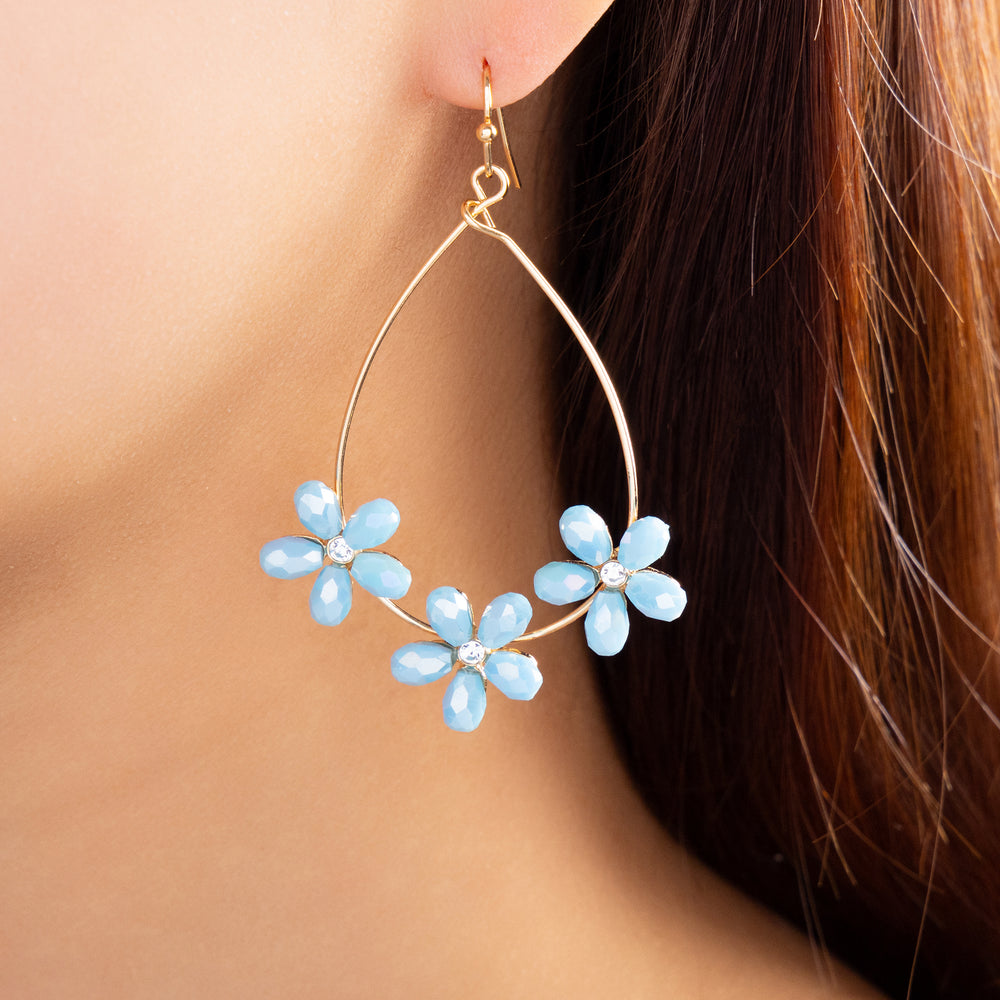 Nelly Flower Earrings (Blue)