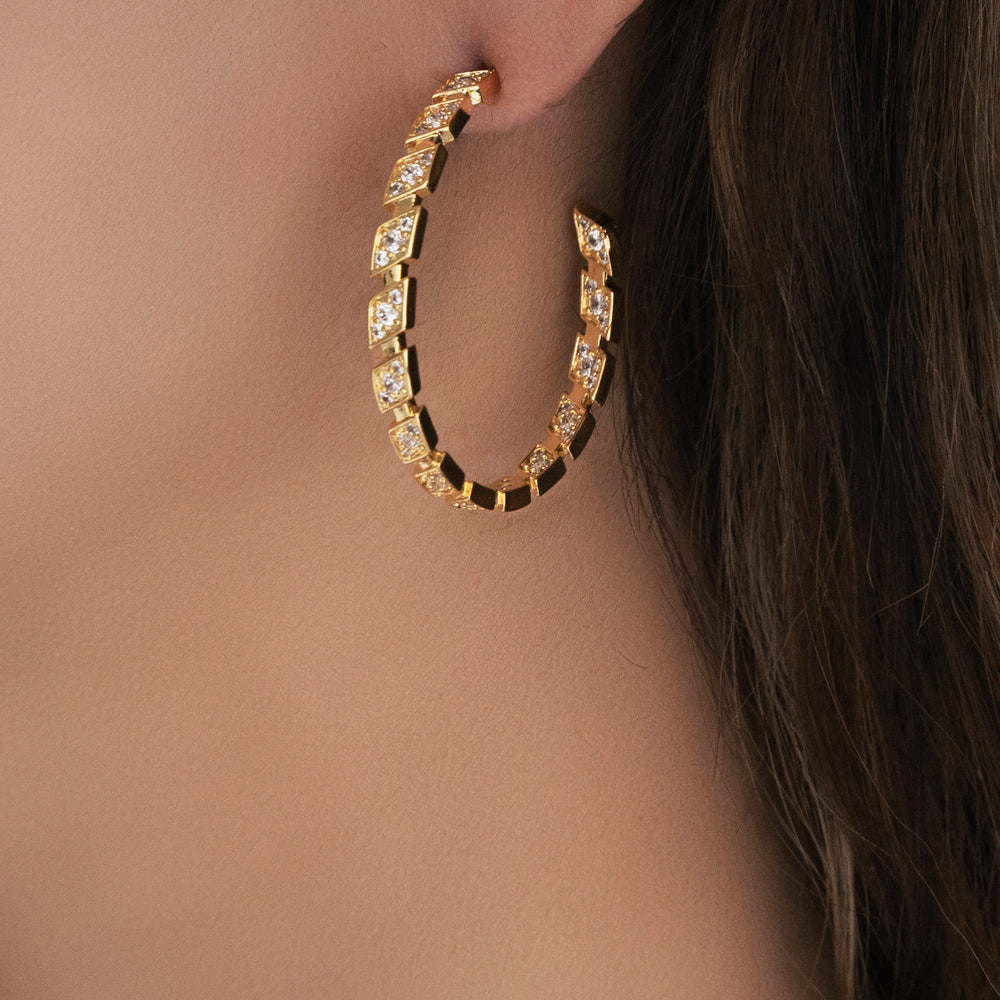 14K Crystal Abbie Hoops