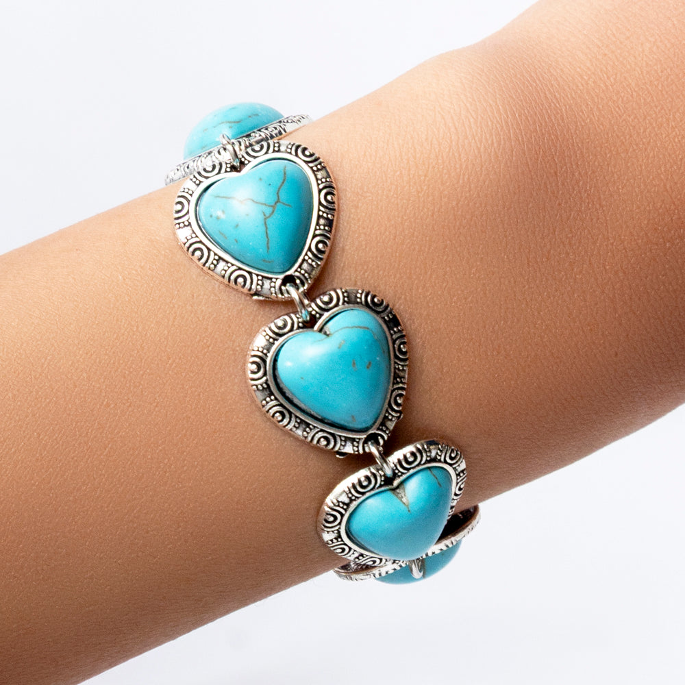 Silver Turquoise Heart Bracelet
