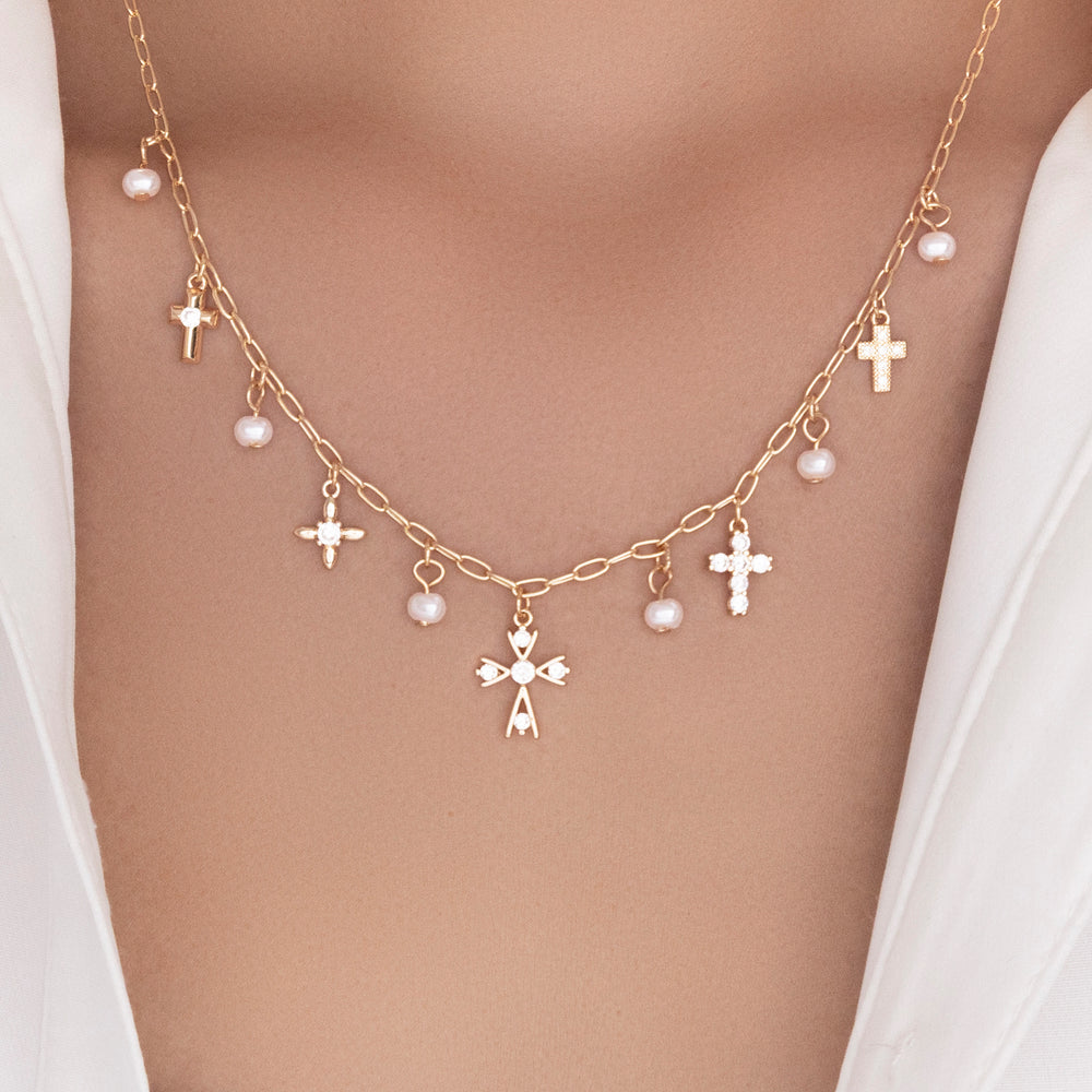 Florence Cross Charm Necklace
