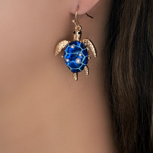 Turtle Pearl Earrings (Blue)