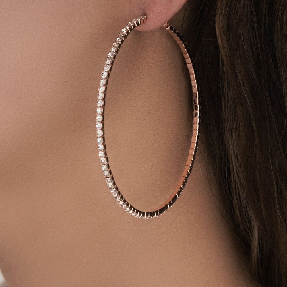 Crystal Carly Hoops (Rose Gold)