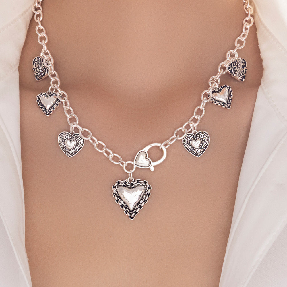 Silver Laurel Heart Necklace