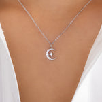 Crystal Manny Moon Necklace (Silver)