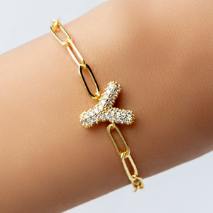 Crystal Bubble Letter Bracelet (Y)