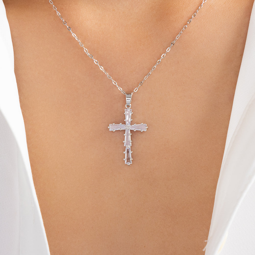 Kayla Cross Necklace (Silver)