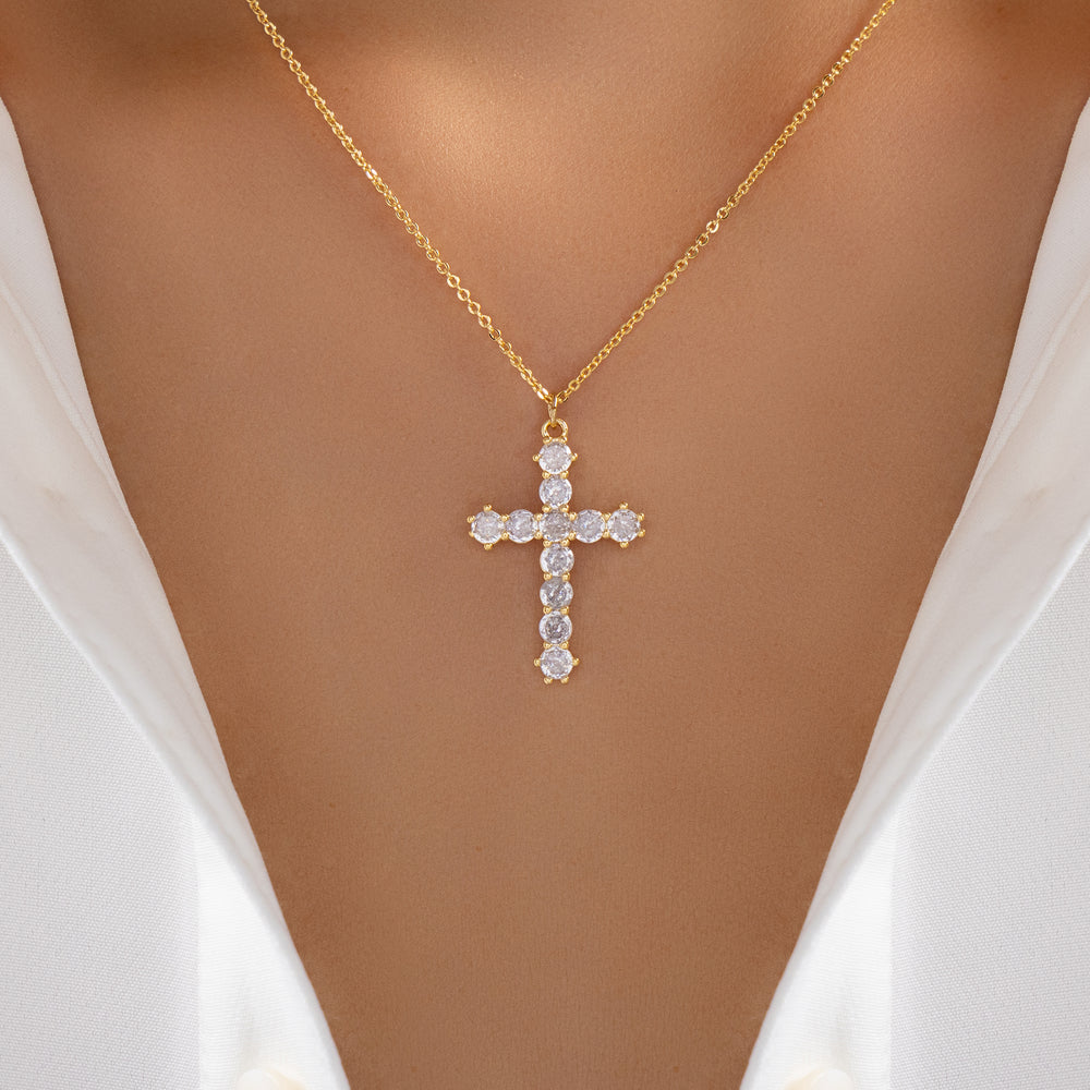 Crystal Jordan Cross Necklace
