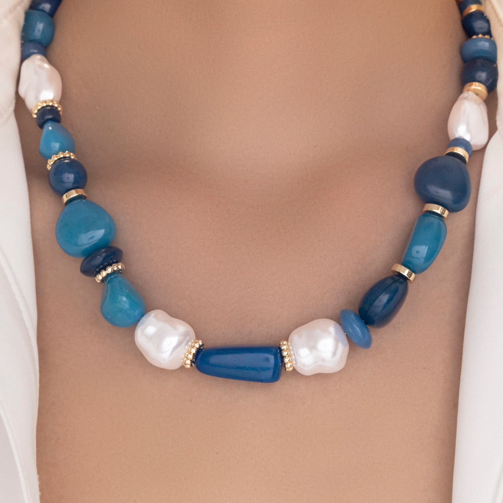 Kinsley Bead Necklace (Blue)