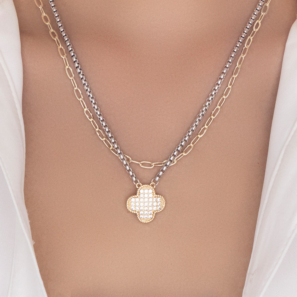 Silver & Gold Crystal Steffy Necklace