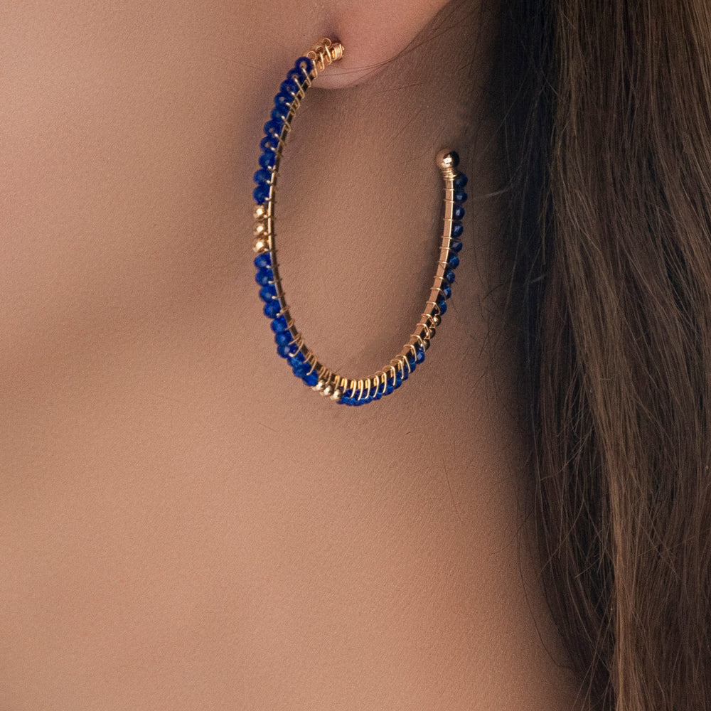 Dainty Bead Hoops (Blue)