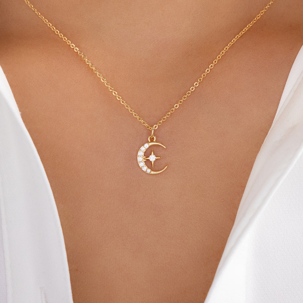 Crystal Manny Moon Necklace