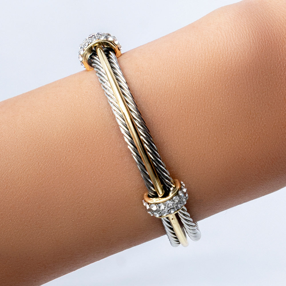 Silver & Gold Crystal Ada Cuff