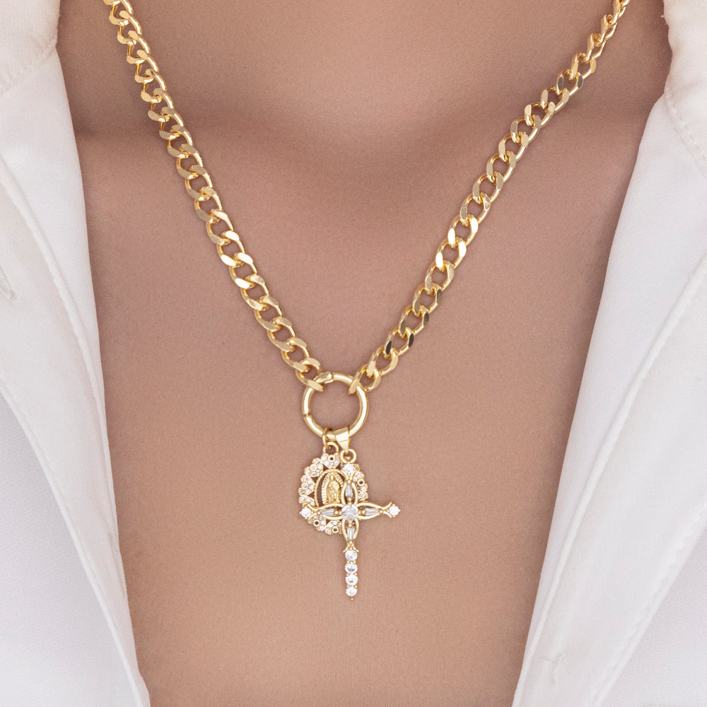 Crystal Mary & Link Necklace