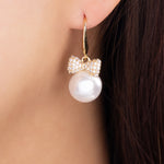 14K Bow Pearl Earrings