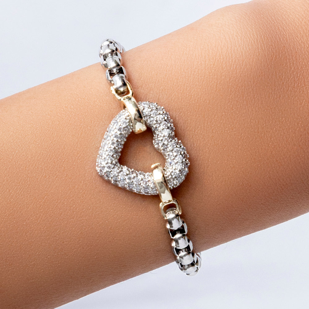 Silver & Gold Amara Heart Bracelet
