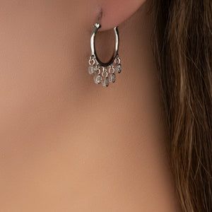Crystal Melanie Hoops (Silver)