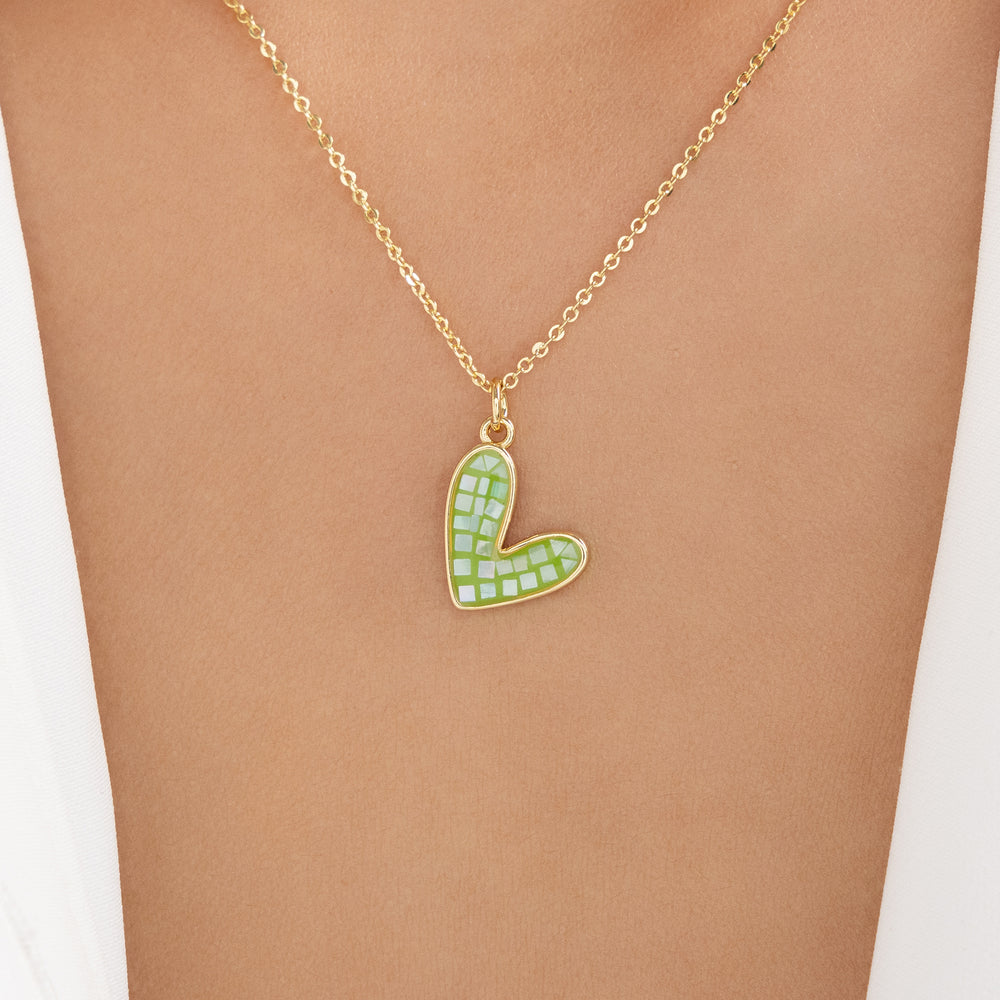 Lennon Heart Necklace (Green)